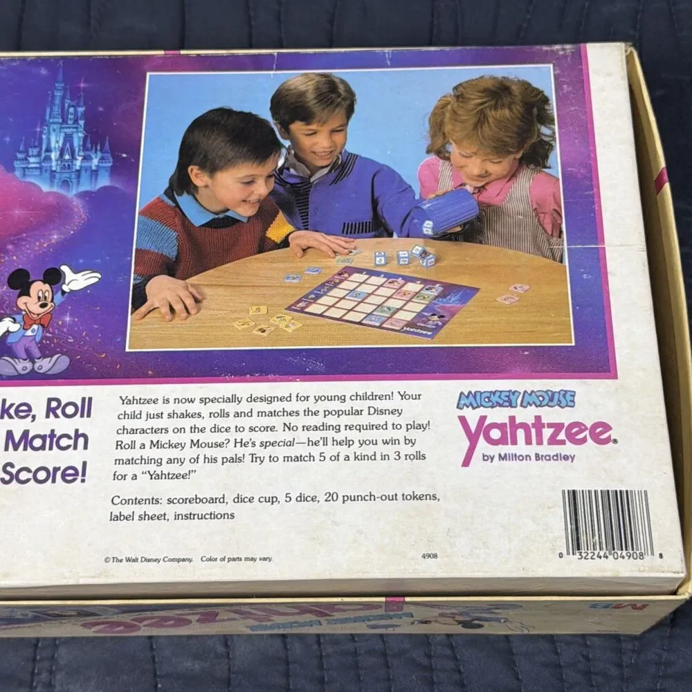 Vintage Mickey Mouse Yahtzee Game Milton Bradley MB Disney Complete? 1989